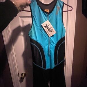 Spyder Turquoise and Black Zip-Up Top